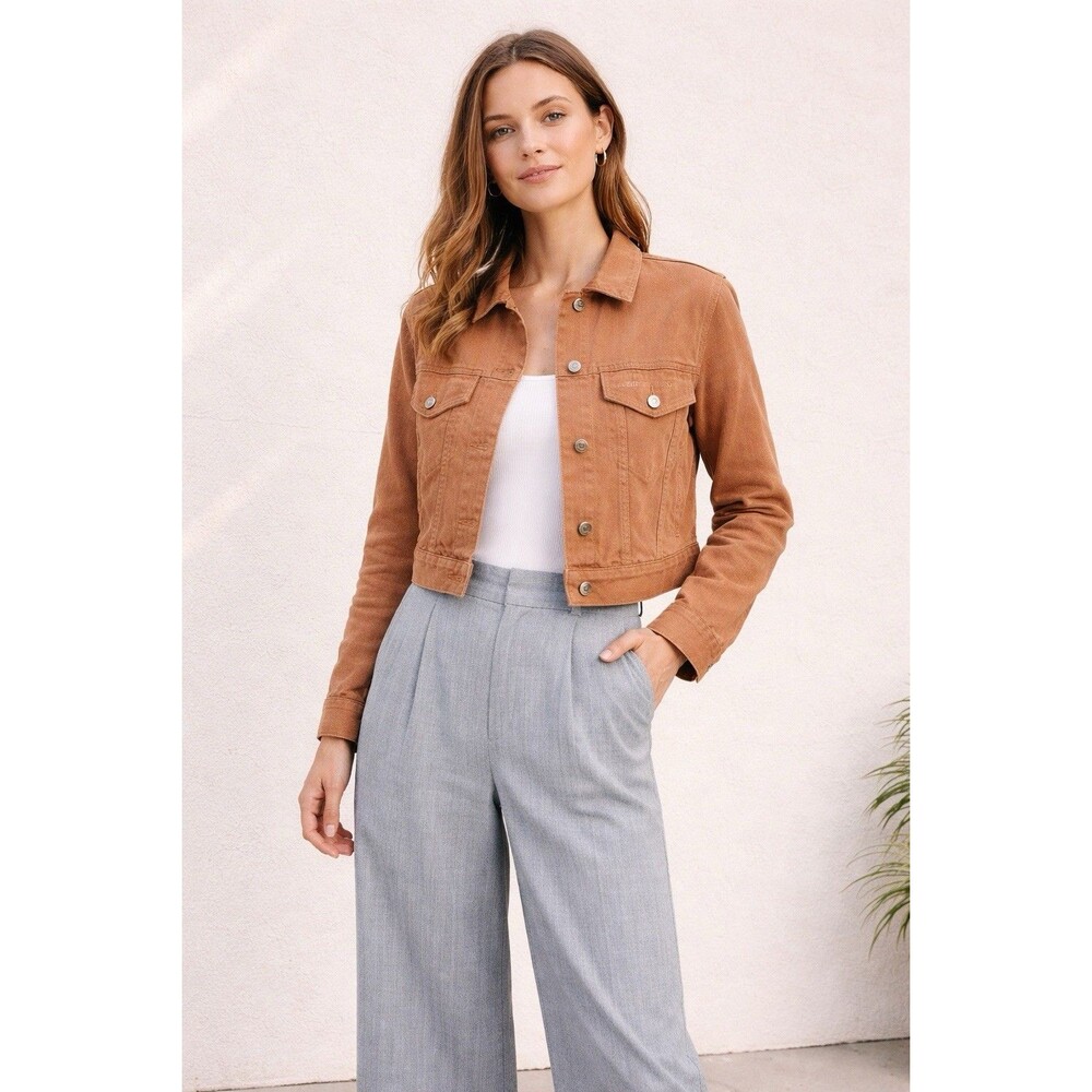 Reformation Ford Jacket Nutmeg Size S Cropped Button Front Sustainable Chic